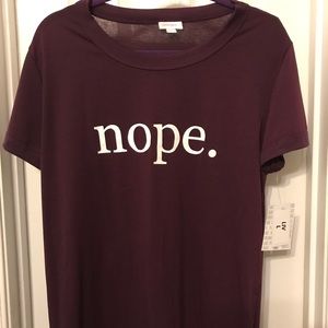 NWT “Nope” crew neck message tee - size Large